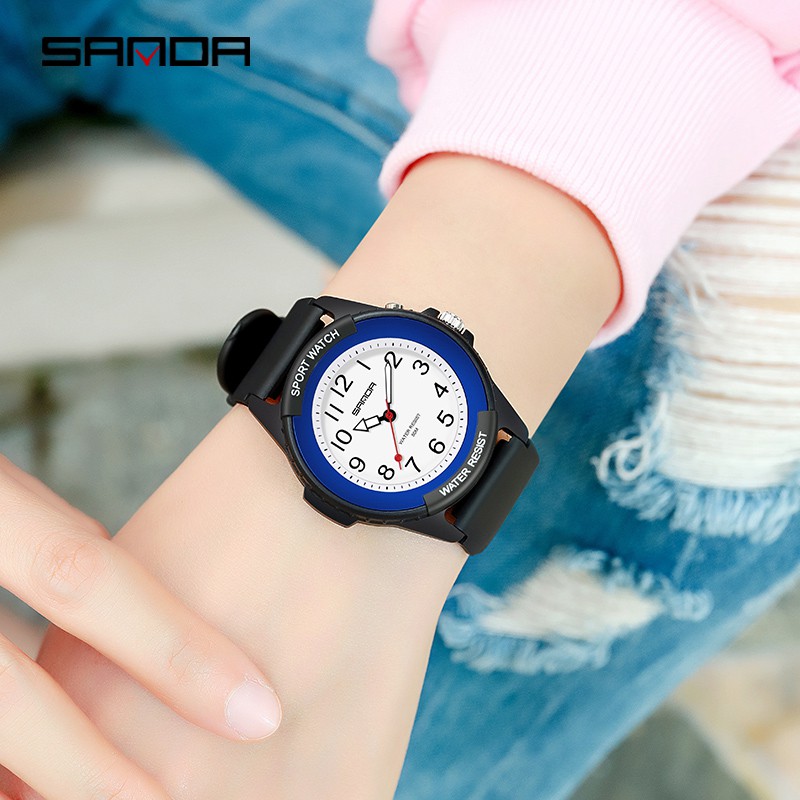 SANDA 6018 Jam Tangan Wanita Analog Tali Rubber Luminous Anti Air WATCHKITE WKOS