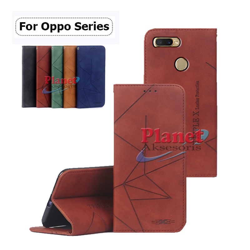 Smart Case Oppo A5s / A11k / A12 / F9 / A3s / A1k / A7 Flip Case Dompet Motif Magnet Pu Leather
