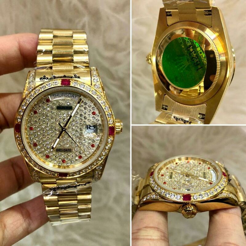 Jam Tangan Rolex Daydate Tanggal Hari Super Premium Full Diamond Wanita