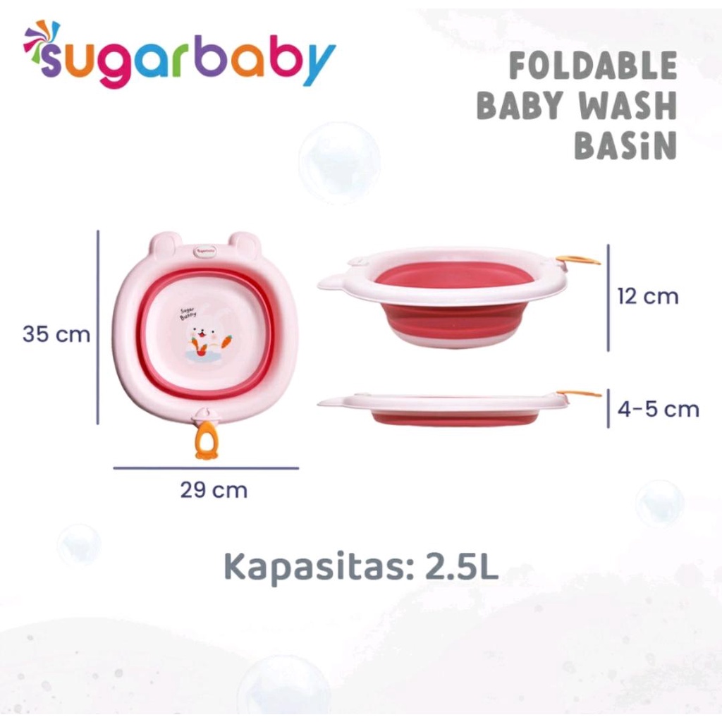 SUGARBABY FOLDABLE BABY WASH BASIN / BASKOM LIPAT BAYI / EMBER LIPAT MULTIFUNGSI