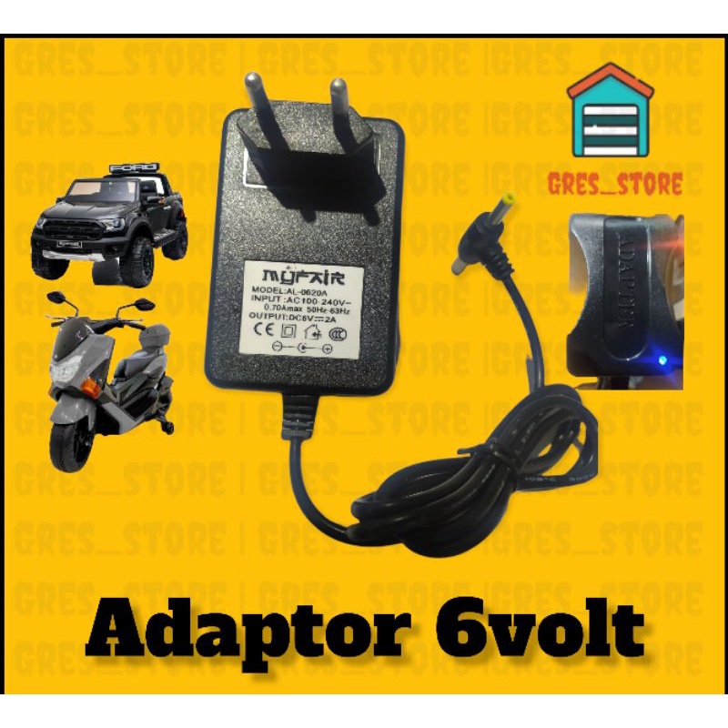 CHARGER PLIKO ADAPTOR MOBIL MAINAN AKI MOTOR 6 VOLT CASSAN LED RC 6V PLIKO PMB 6VOLT