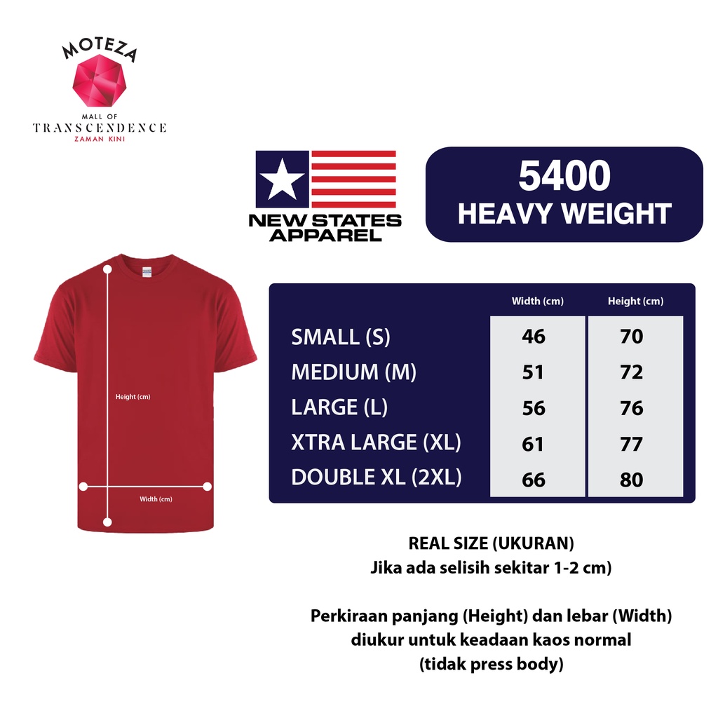 Kaos Polos New State Apparel 20s - NSA Heavy Weight 5400 - WARNA