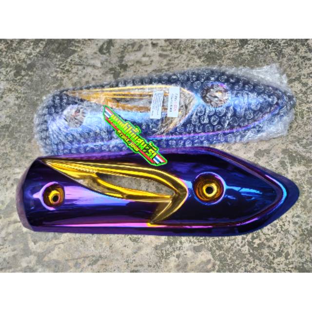 tameng tutup cover knalpot nalpot hond beat icon scoopy twotone 2tone gold blue heng thailand