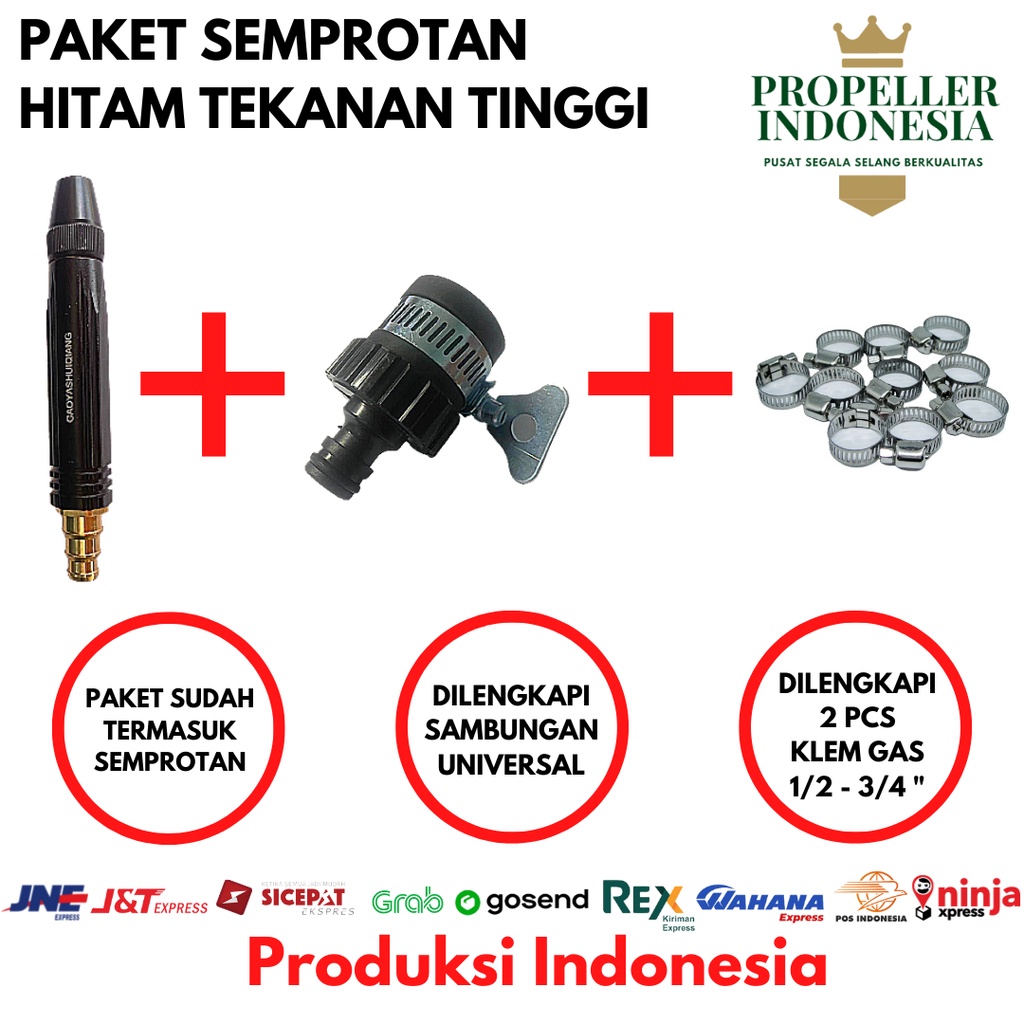 Paket Semprotan Tekanan Tinggi Sambungan Universal dan Klem 1/2- 3/4&quot;