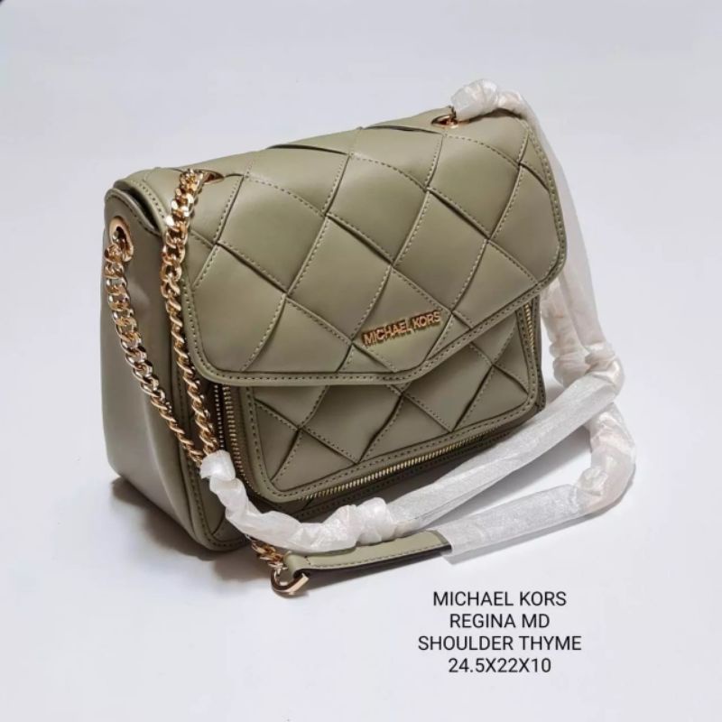 ORIGINAL MICHAEL KORS MK REGINA MEDIUM THYME GREEN ARMY