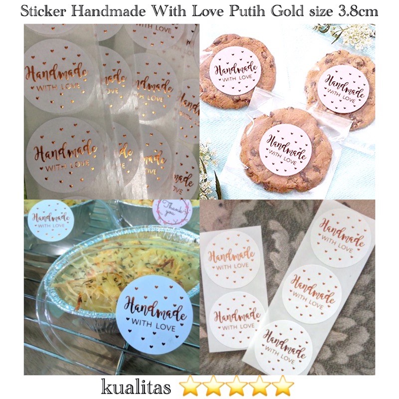 

Sticker Packaging Kotak Kue motif Handmade with Love ukuran 3.8cm