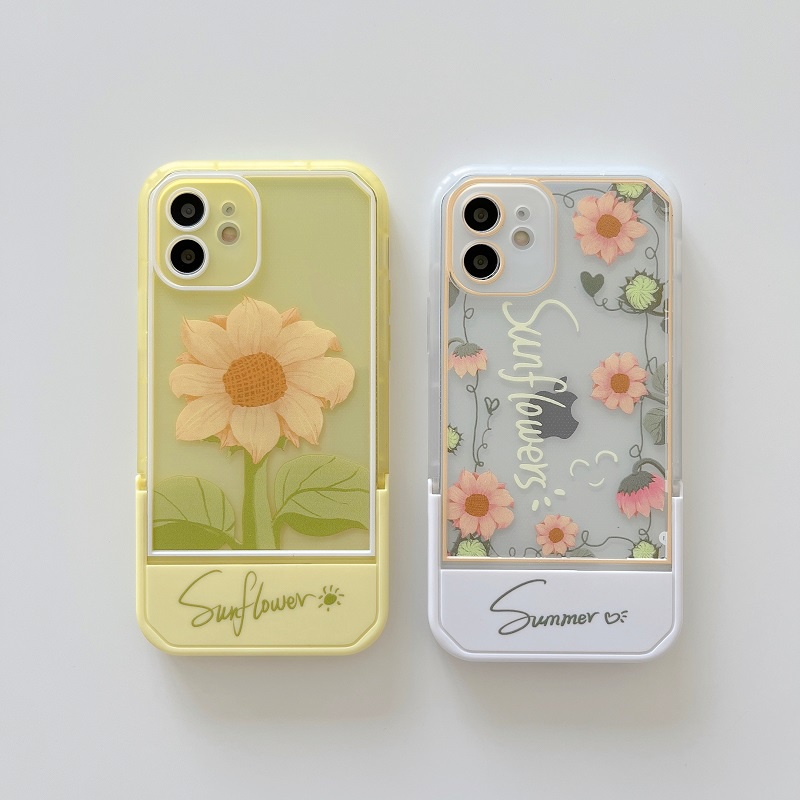 Casing iPhone 11 12 13 Pro MAX X XR XS MAX 7 8 Plus Motif Bunga Matahari Tahan Jatuh