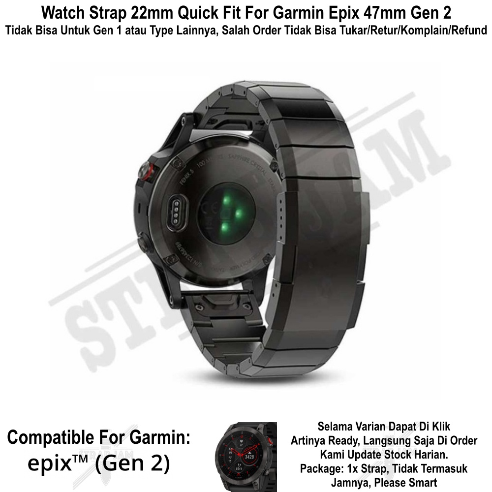 Strap Quick Fit 22mm Khusus Garmin Epix Gen 2 47mm - Tali Jam Stainless Steel Metal