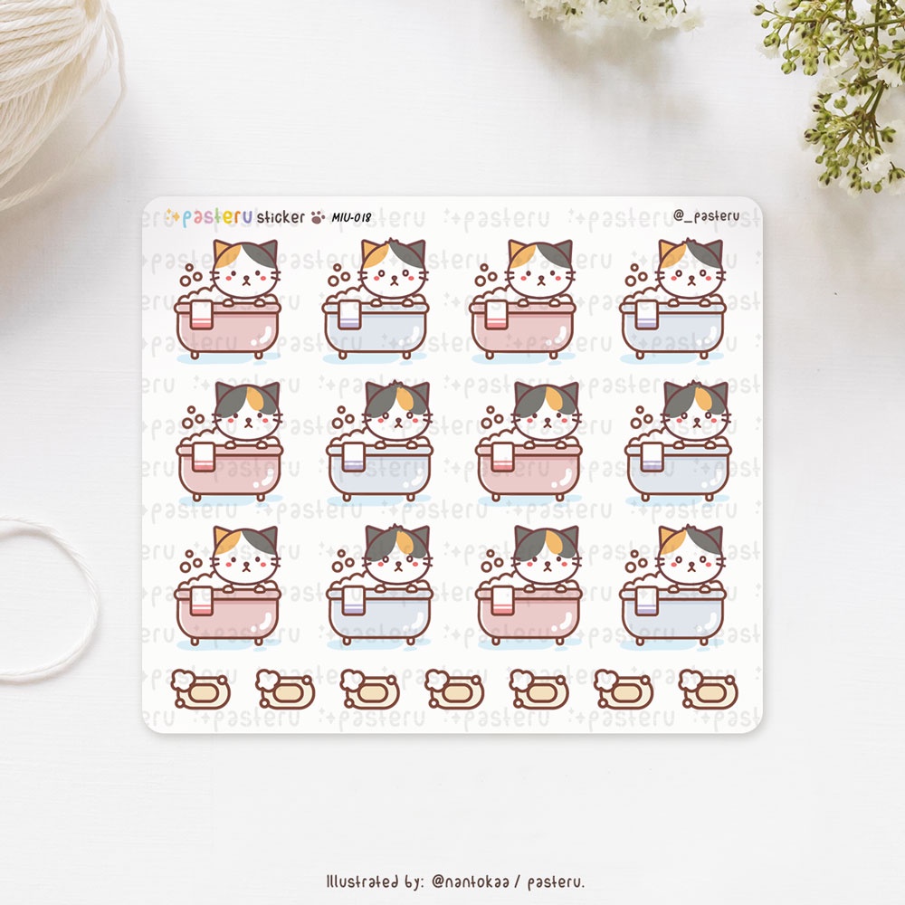 

Bath Kawaii Cat | Pasteru Planner Journal Sticker