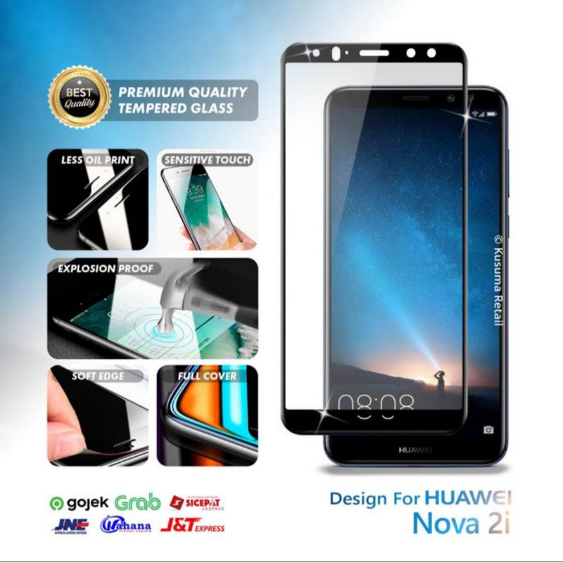 Huawei Nova 2i Tempered Glass Full Layar Anti Gores Kaca