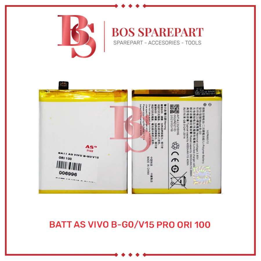 BATERAI AS VIVO B - G0 / V15 PRO ORI 100 / BATTERY / BATRE