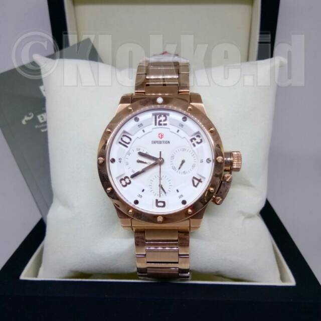 JAM TANGAN EXPEDITION 6381 WANITA RANTAI ROSEGOLD PLAT PUTIH