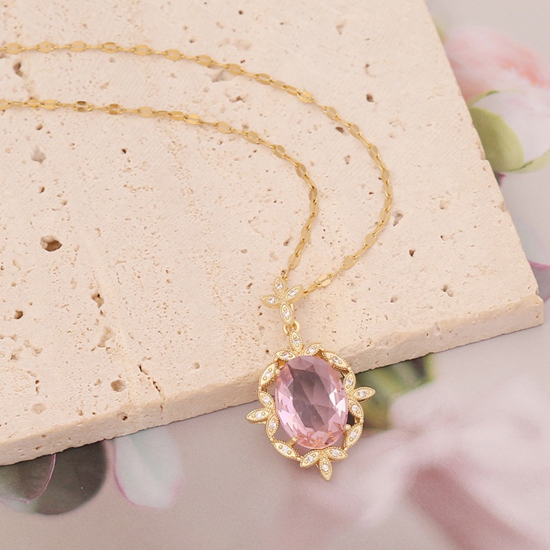 Kalung Rantai Lapis Emas 18k Dengan Liontin Hati + Batu Zircon Kubik Untuk Wanita