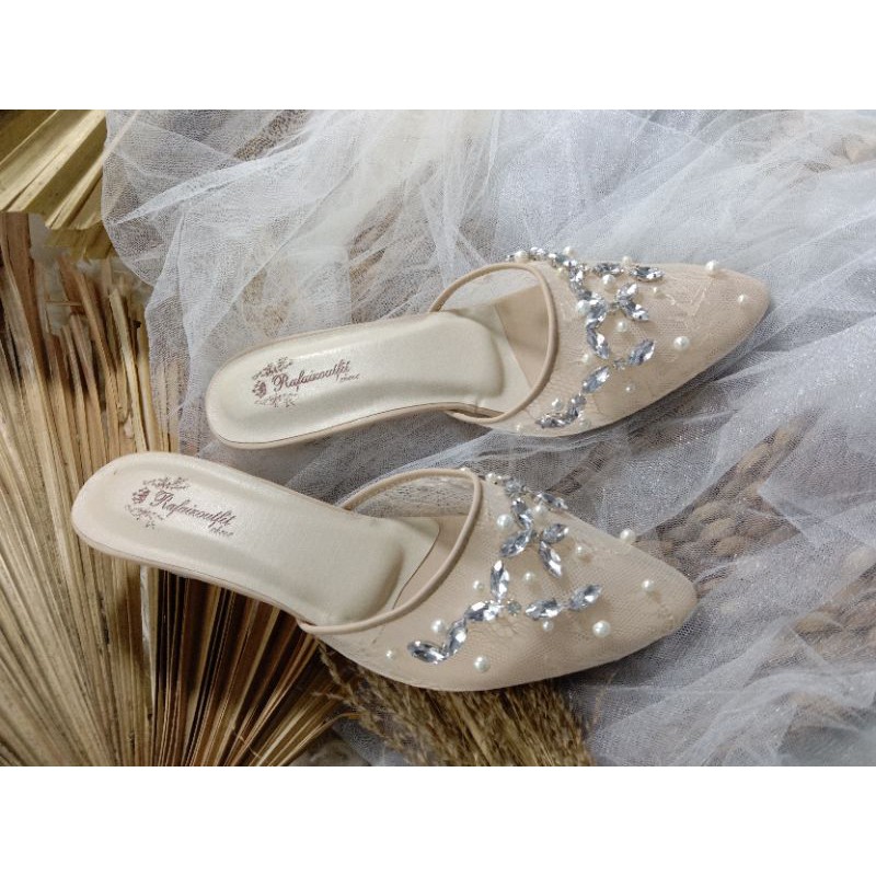 sepatu sexy wedding cream tinggi 3cm sepatu wanita wedding