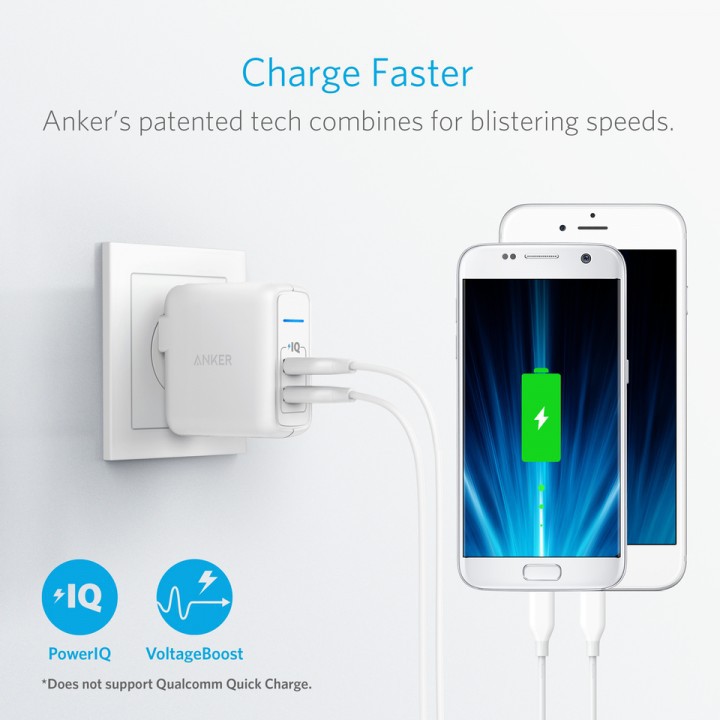 ANKER A2023121 Elite Dual Port 24W USB Travel Wall Charger PowerPort 2