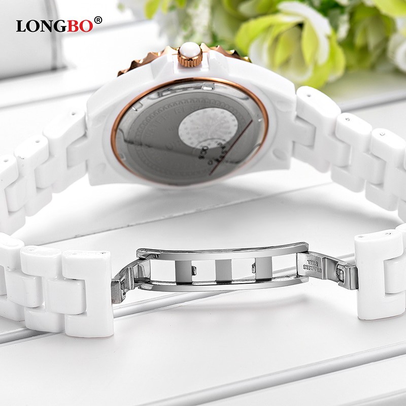 Longbo 80027 Jam Tangan Wanita Casual Bisnis Elegan Fashion 2018 Stainless Steel Ceramic PU