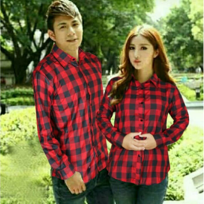 [HP couple square VE]Kemeja couple cowo cewe katun hp dan mh