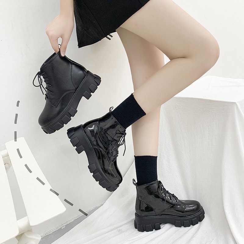 AVANCEID 1827 Sepatu Sneakers Boots Wanita Docmart Hitam Import