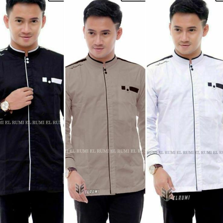 Tren Kekinian.. Baju Koko El Rumi Baju Koko polos baju Koko Dewasa Baju Koko modern 2021 Terlaris El