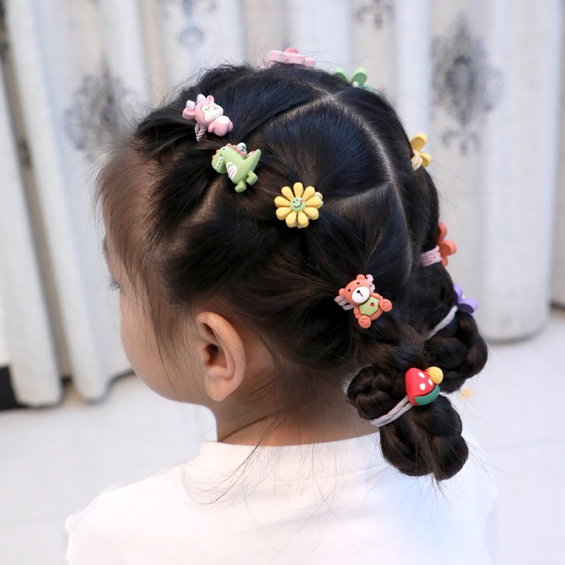 10pcs/set Ikat Rambut Anak Korea Karakter 3d Lucu / Karet Rambut Anak  Ikat Rambut Anak Korea 3D Set 10 pcs Karet Karakter Kartun Lucu  IKAT RAMBUT ANAK MINI + KARAKTER LUCU