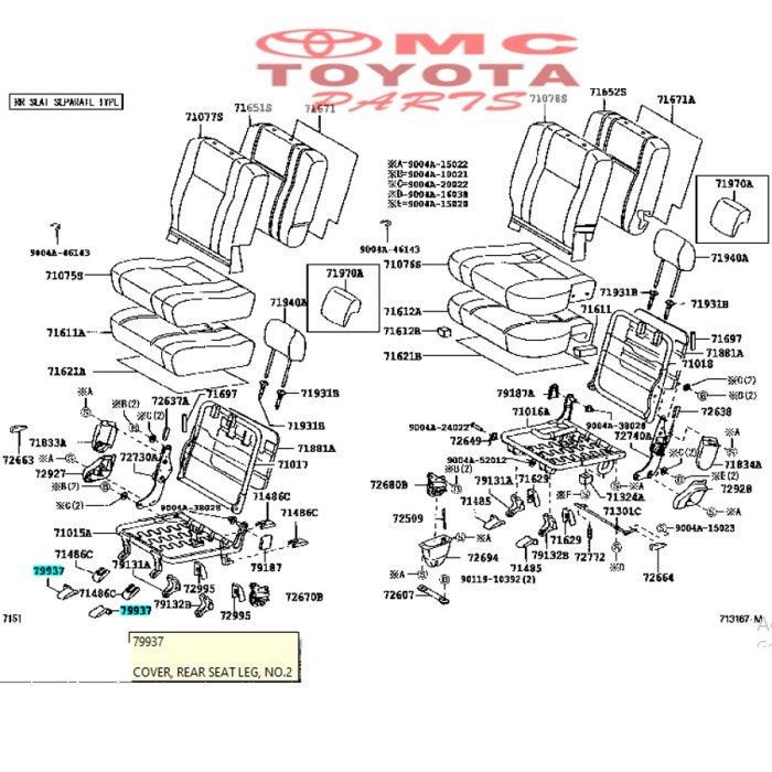 Tutup Cover Baut Kaki Jok Tengah Kanan Avanza Xenia 79937-BZ010-B0