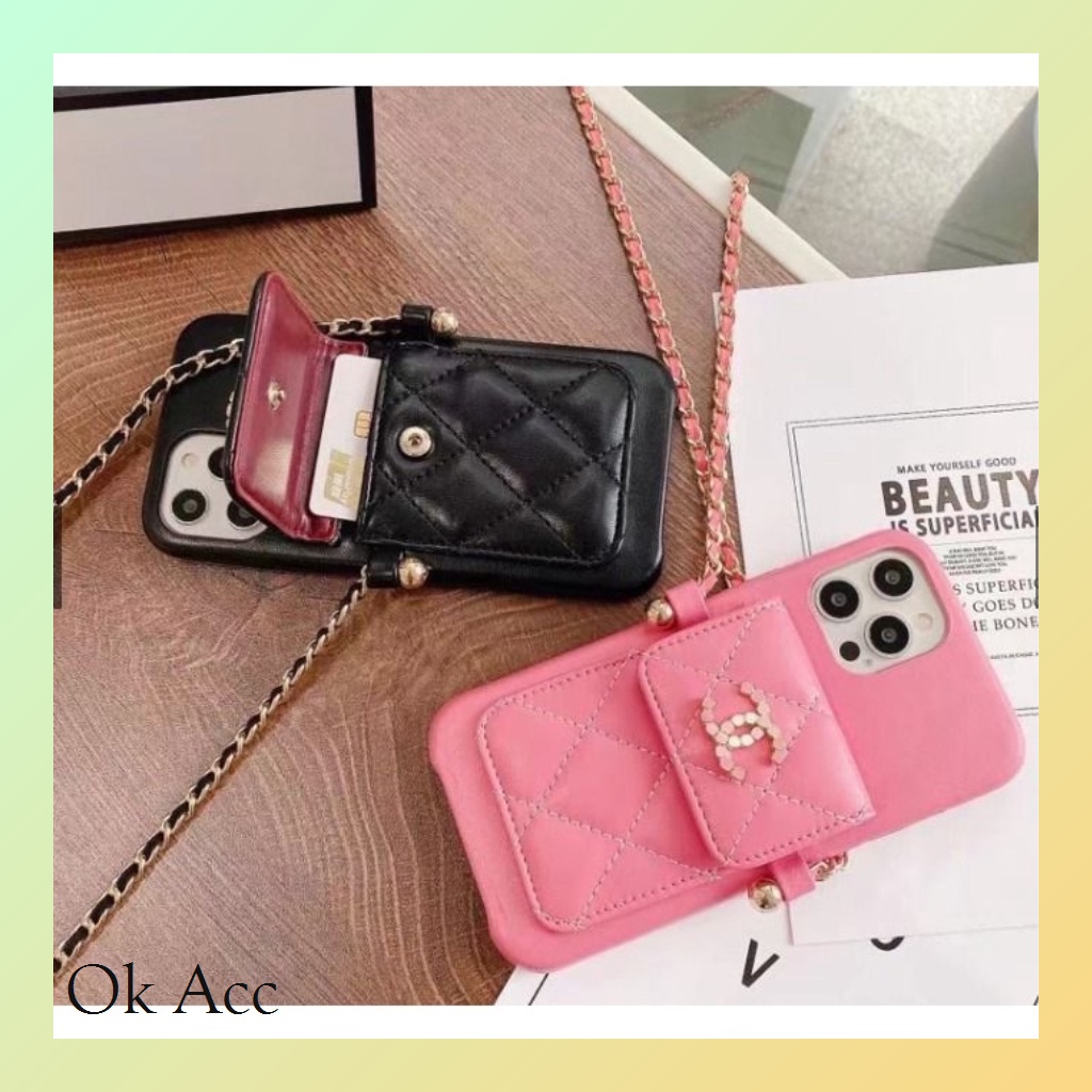 FH30 Pouch Kecil CHA*NEL + Tali Case Iphone X/Xs Xr Xs Max 11 11 Pro 11 Pro Max 12/12 Pro 12 Pro Max 13 13 Pro 13 Pro Max