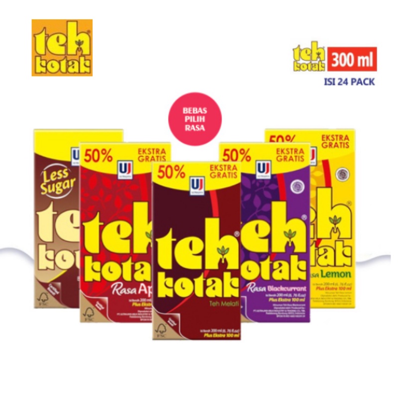 

TEH KOTAK Apel/Blackcurrant/Jasmine/Lemon/Less Sugar 300ml (1 karton)