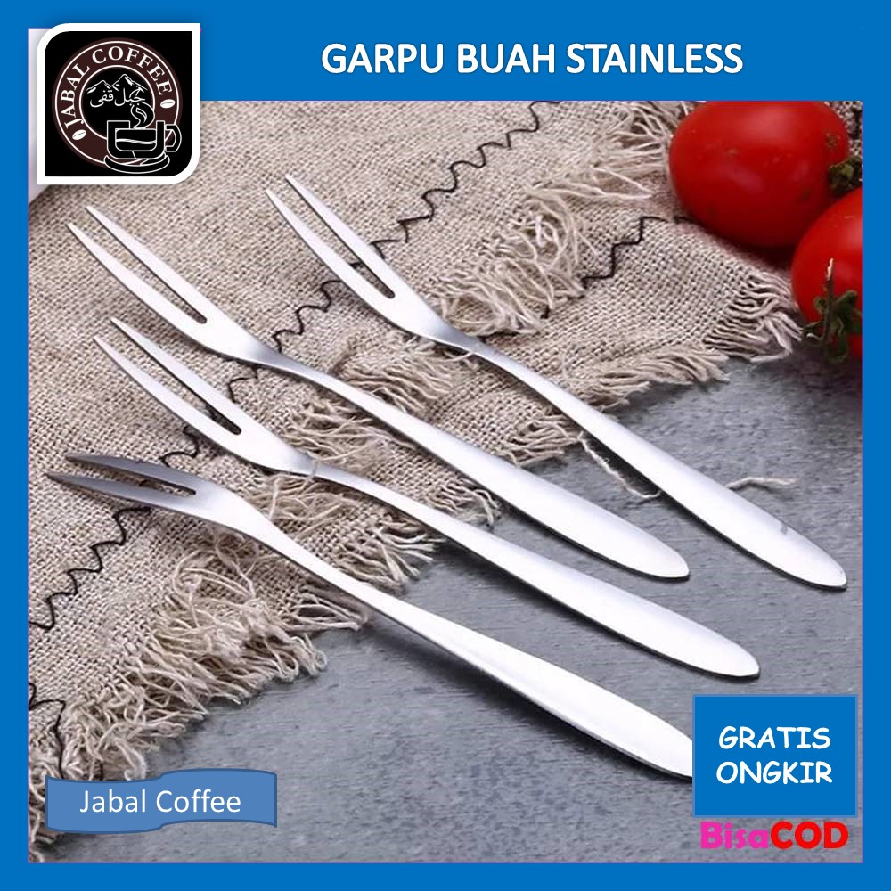 Garpu Kecil Buah Stainless Steel / Garpu Buah Stainless Steel / Trisula Spork Cake Fruit