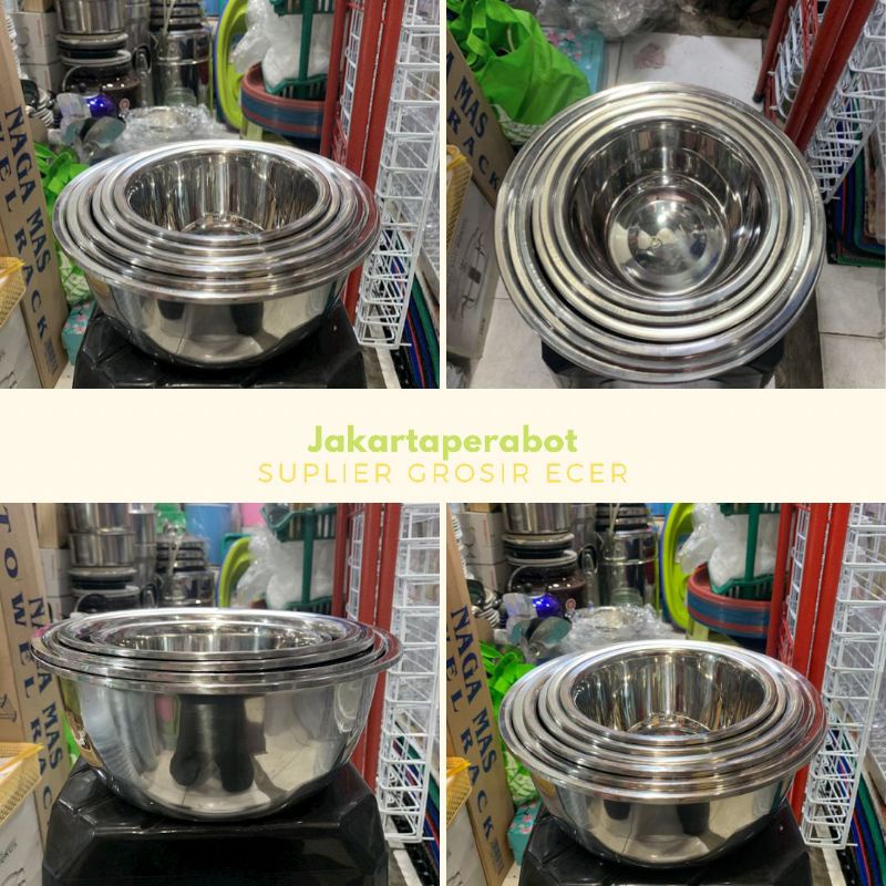 BMW Kitchen Ware - Baskom Stainless Steel Uk 20,22,24,26,28,30 cm / Baskom Stainless Steel Super Tebal / Baskom Wadah Makanan / Baskom Cuci Sayur