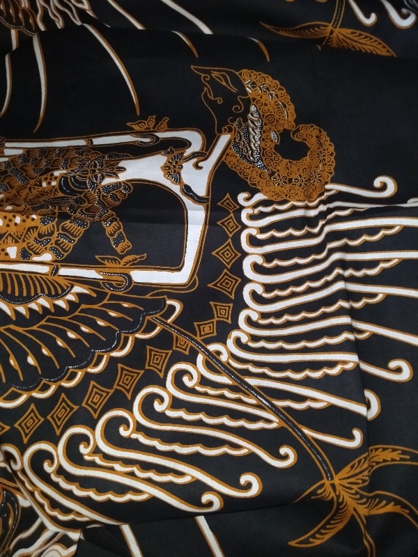 (best Seller) Kain Batik Solo Motif Wayang Warna Dasar Hitam