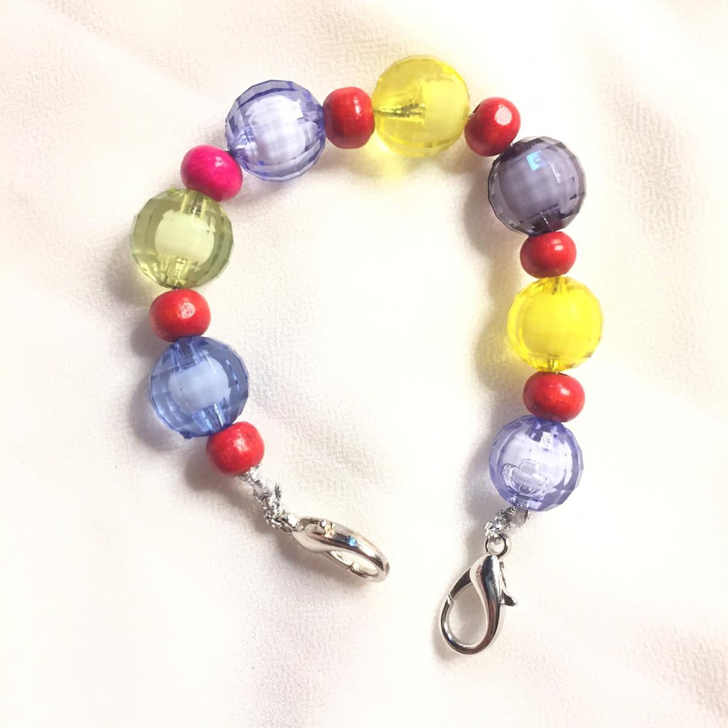 Tali extender masker/pengait masker/konektor masker MANIK BOLA COLORFUL KAYU MERAH untuk hijab