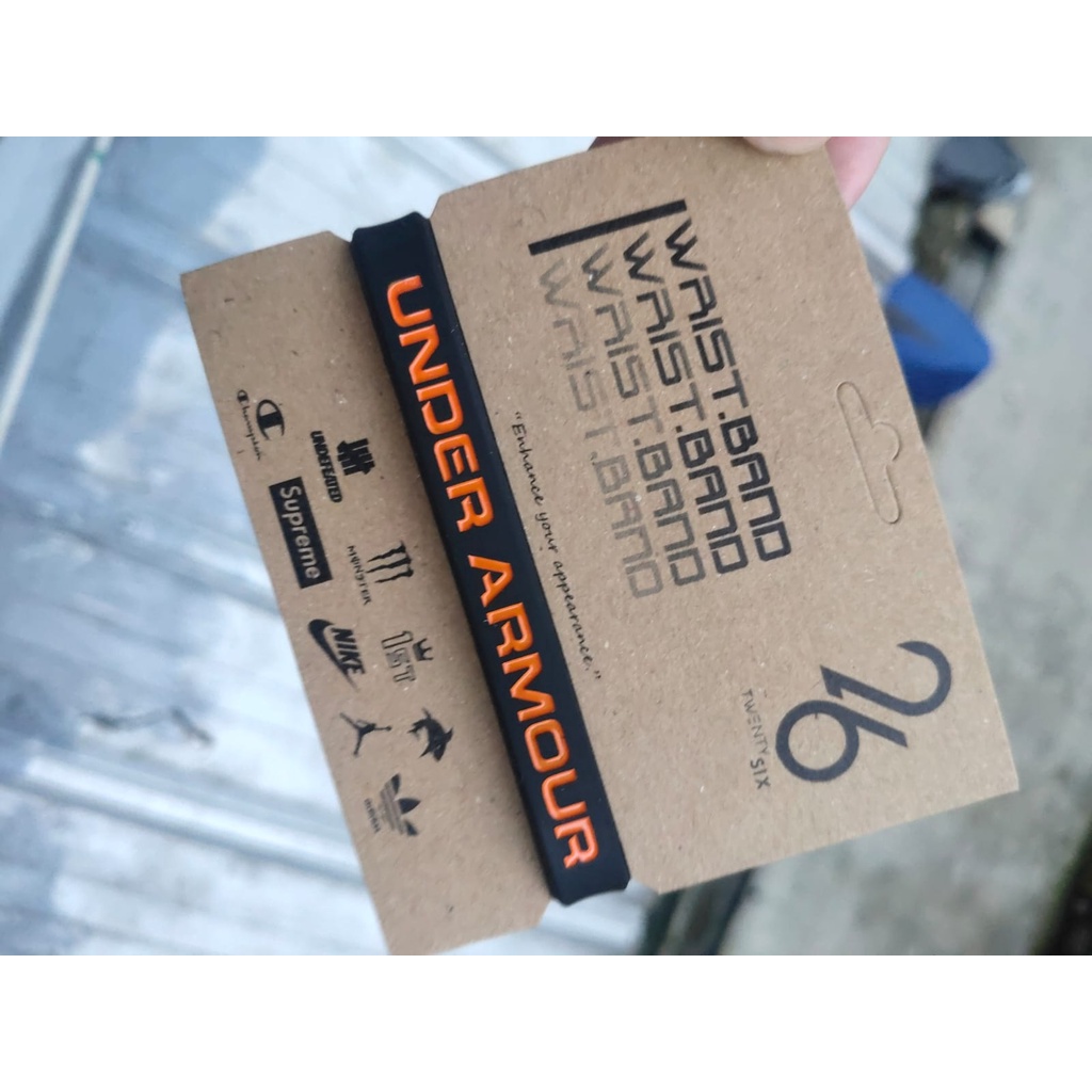 GELANG TANGAN PRIA ORIGINAL WRIST UA  BLACK-ORANGE