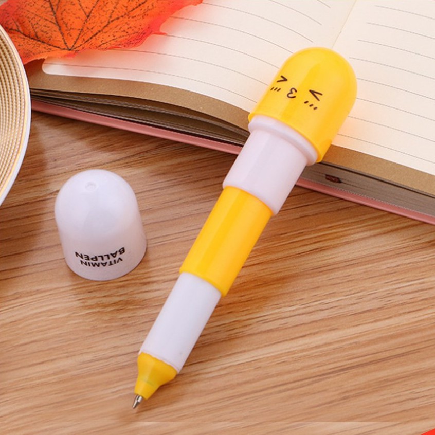 PENA VITAMIN / PENA VITAMIN UNIK / PENA VITAMIN KAPSUL / PULPEN KAPSUL LUCU-KUNING