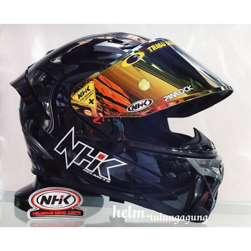 NHK RX9 PAKET GANTENG SOLID BLACK GLOSSY FLAT VISOR IRIDIUM 100% PAKET GANTENG,NHK GP 1000 BLACK DOF