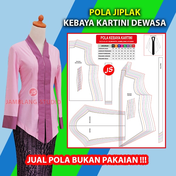 Pola Jiplak Kebaya Kartini Moderen [ Pola Baju Jamblang Studio ]