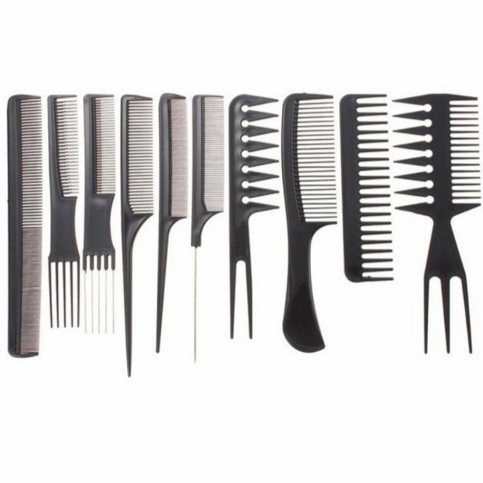 *COD* Sisir Rambut Wanita Pria 1 set isi 10 pcs / Sisir Rambut Babershop / Sisir Set 10