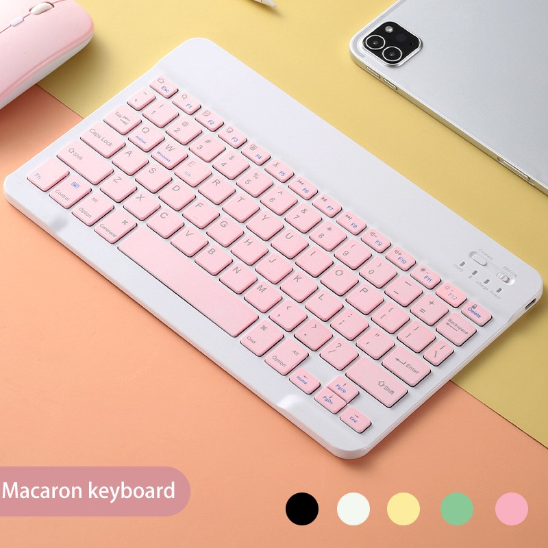 10 inch Wireless Bluetooth Keyboard  Lightweight Portable For iPad Samsung Xiaomi iPhone Colorful-Pink Keyboard