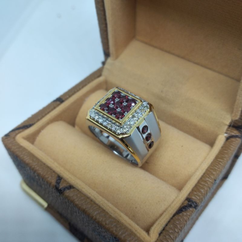cincin berlian eropa dan batu merah garnet free memo