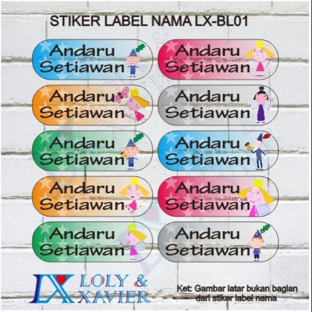 

Sticker nama anak waterproof Ben and Holly's
