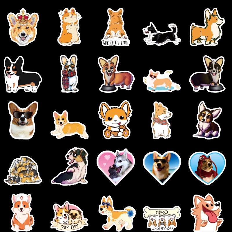 50pcs / Set Stiker Motif Anjing Corgi Lucu Anti Air Untuk Dekorasi Kulkas / Skateboard / Laptop