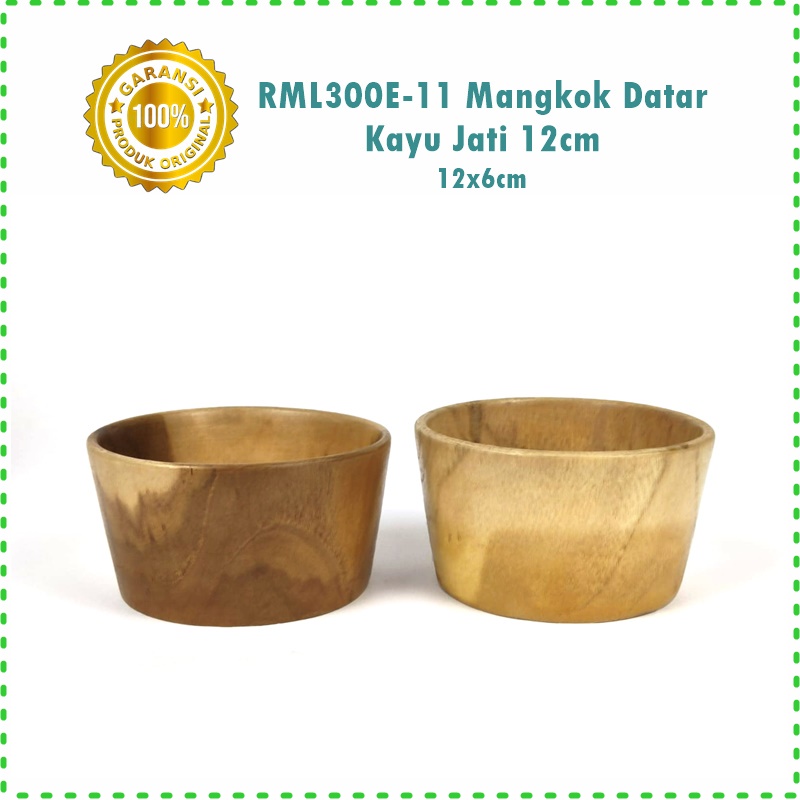 RML300E-11 Mangkok Makan Datar Kayu Jati 12cm