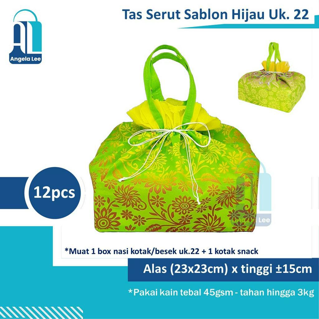 12pc Tas Kain Serut Spunbond Sablon Motif Hajatan Syukuran Besekan u/ 1dus 22x22