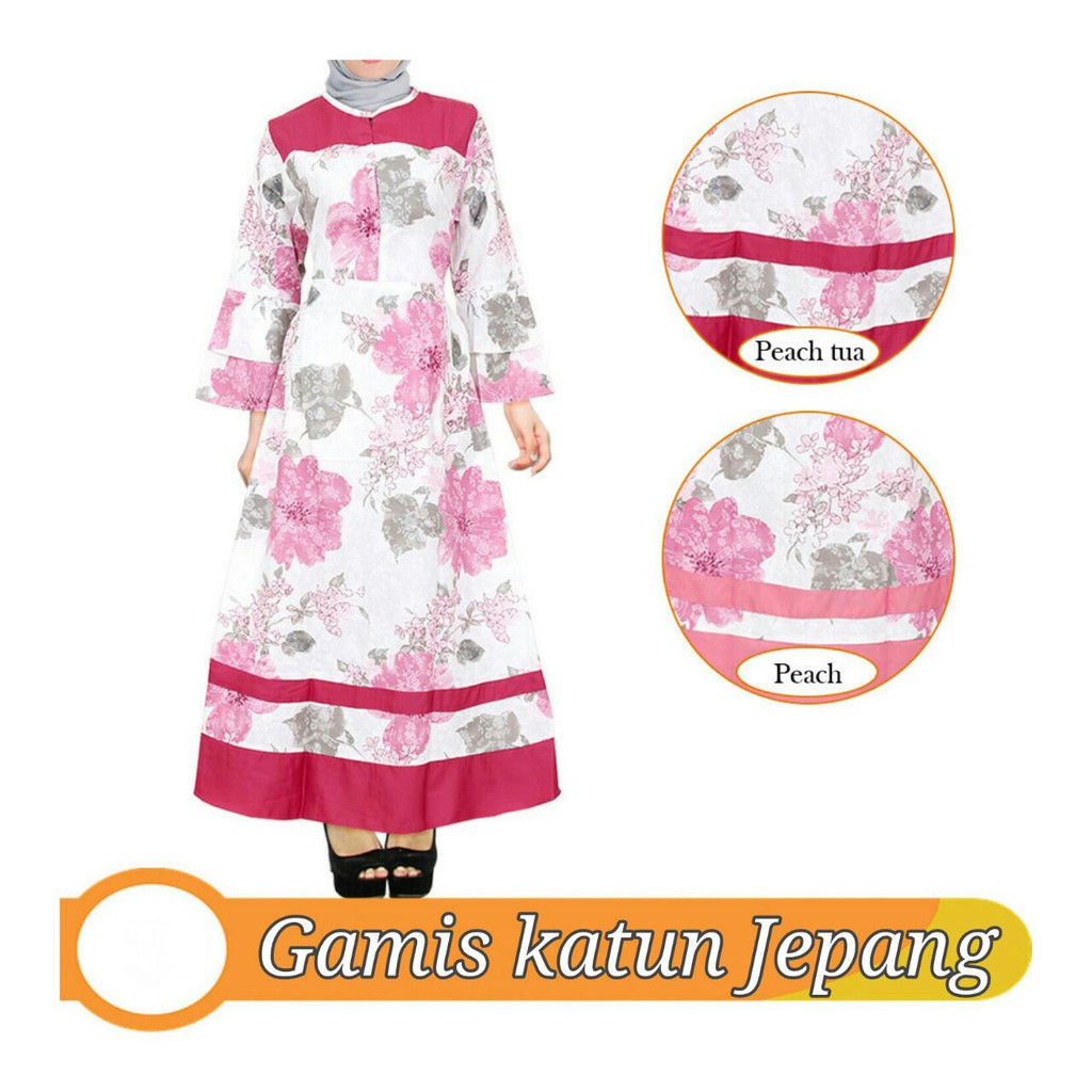Gamis panjang long dress katun jepang mix balotelly resleting didada