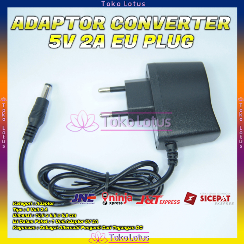 [Bisa Bayar Ditempat] Adaptor Konverter 5V 2A  5.5 x 2.1mm EU Plug