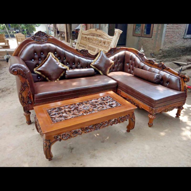 Set Kursi Sofa Ruang Tamu Minimalis Ukir Lois Set Meja Ketapang Jati Furniture Jepara