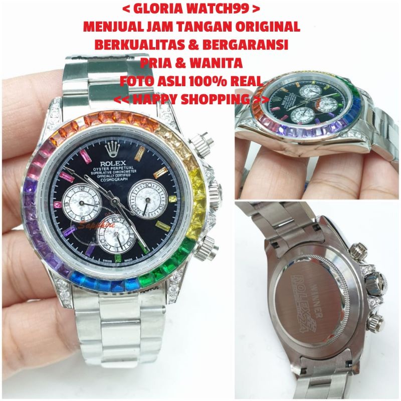 JAM TANGAN ROLEX DAYTONA CHRONOGRAPH DIAMOND RAINBOW SUPER PREMIUM AAA