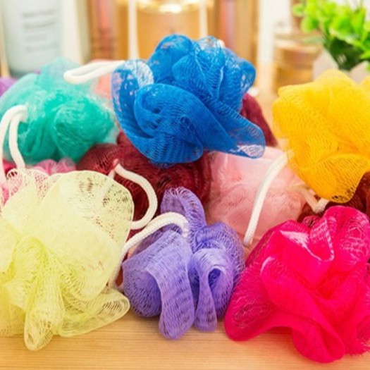 Spons Mandi Pendek - Shower Puff Bath Sponge - Warna Random dan tanpa plastik satuan