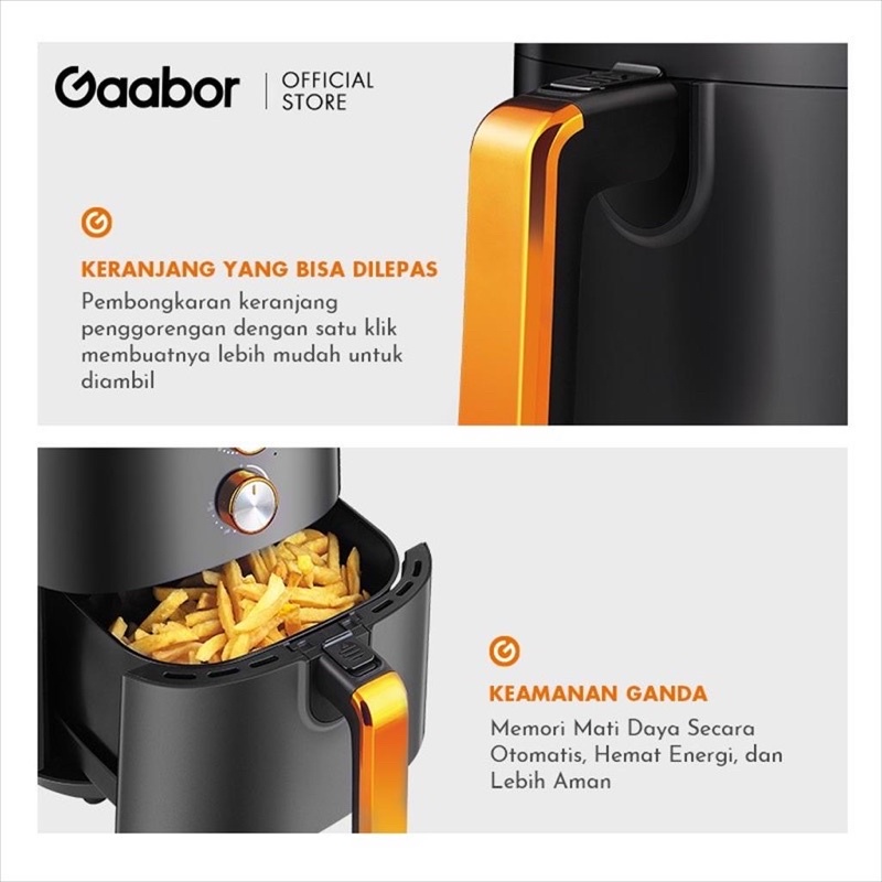 GAABOR AIR FRYER 6 L MESIN  PENGGORENGAN TANPA MINYAK GA-M6A