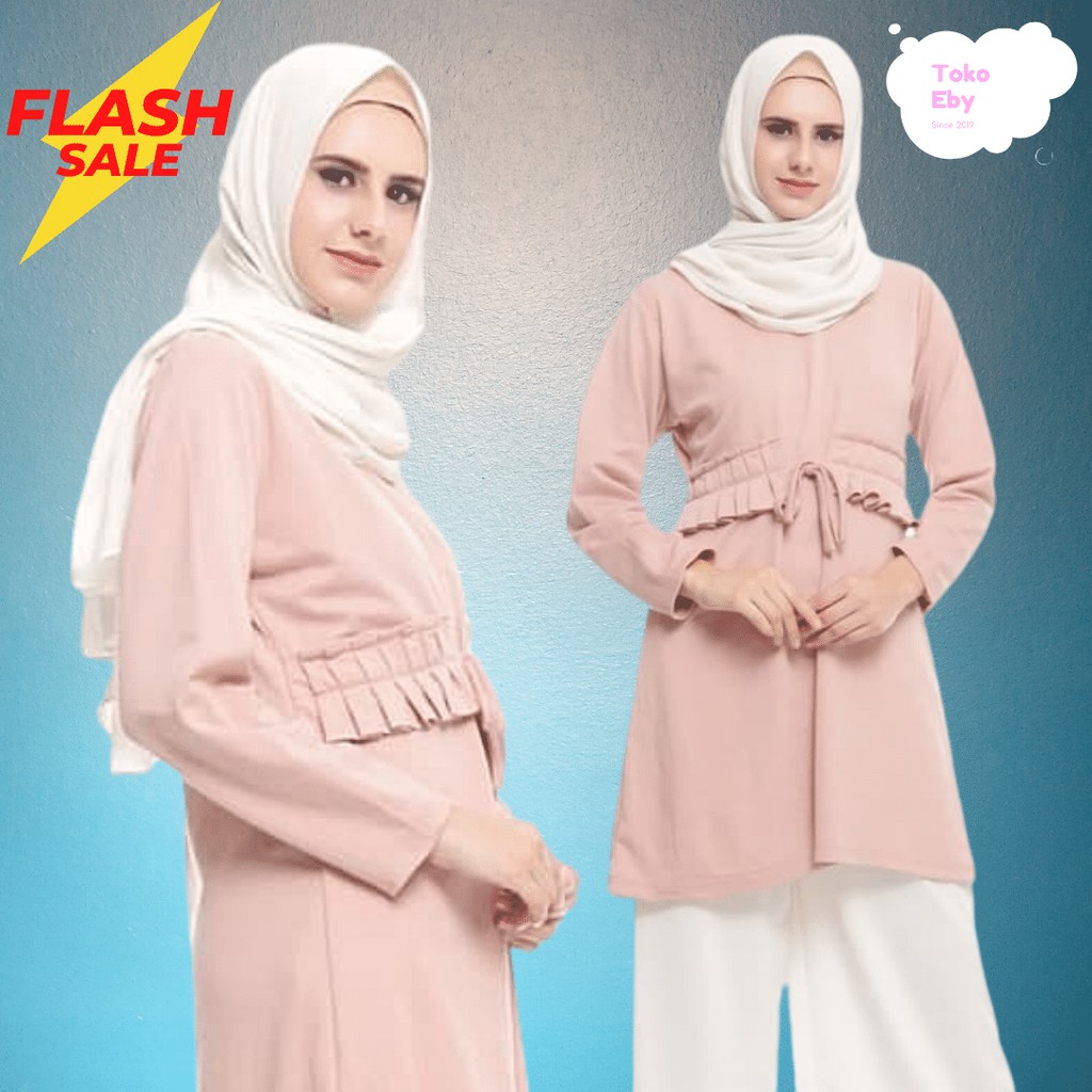 BAJU ATASAN WANITA MUSLIM BLOUSE MURAH WARNA DUSTY PINK - FASHION WANITA MUSLIM WARNA DUSTY PINK