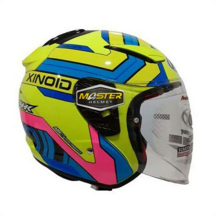 HELM NHK R1 XINOID NHK R-1 XINOID YELLOW FLOURECENT DOUBLE VISOR